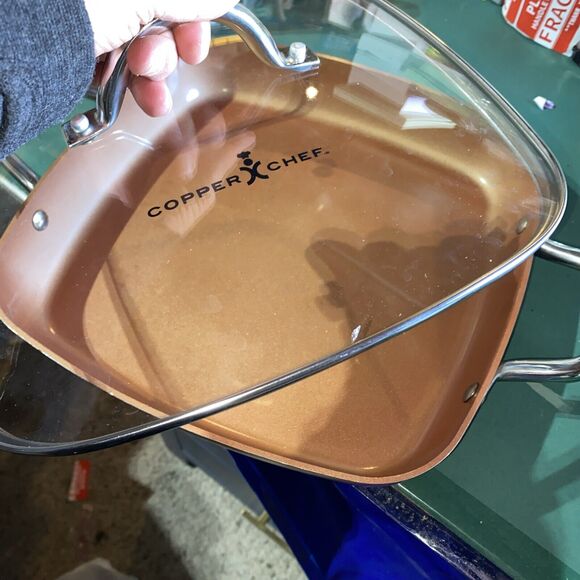 Lg. Copper Chef Casserole Pan 11" With Lid Vent Hole And Two Handles. Copper Pan - Picture 8 of 9